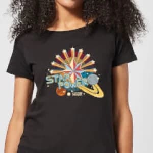 Image of Captain Marvel Star Power Womens T-Shirt - Black