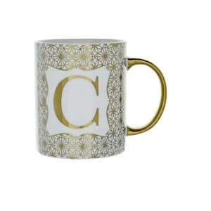 Image of Mug Initial C Patterned Gold