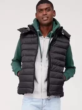 Image of Superdry Fuji Padded Gilet, Black, Size S, Men