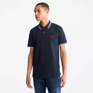 Image of Timberland Millers River Tipped Polo Shirt For Men In Navy, Size S