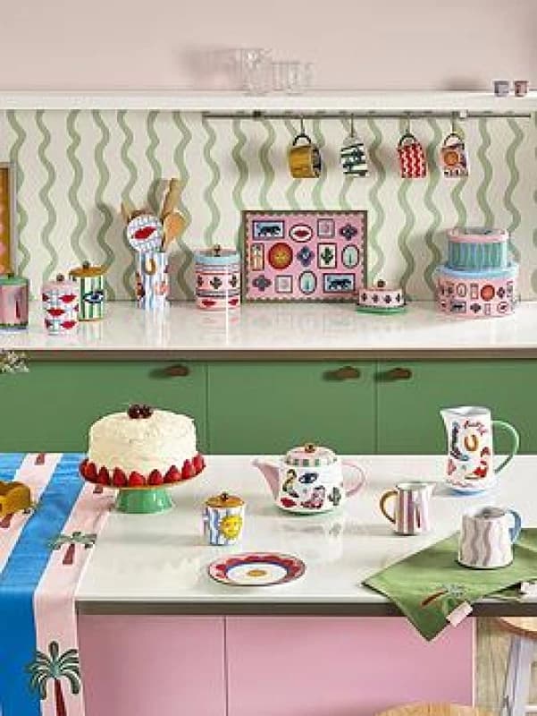 Image of ELEANOR BOWMER Electric Coast Footed Cake Stand Multi-Coloured ONE SIZE