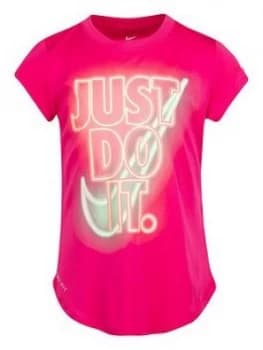 Image of Nike Younger Girls Short Sleeve Graphic T-Shirt - Pink, Purple, Size 6-7 Years