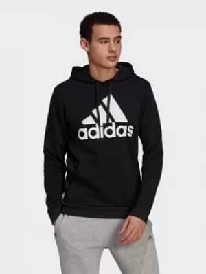 Image of adidas Essentials Fleece Big Logo Hoodie, Black/White, Size S, Men