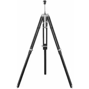 Image of Adjustable Tripod Floor Lamp Dark Wood Standing Height Living Room Light Base