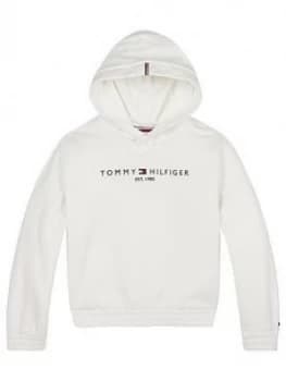 Image of Tommy Hilfiger Girls Essential Logo Hoodie, White, Size Age: 8 Years, Women