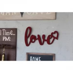 Image of Red Love Red Decorative Wooden Wall Accessory