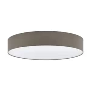 Image of Flush Ceiling Light Colour White Shade Taupe White Fabric Bulb E27 5x25W