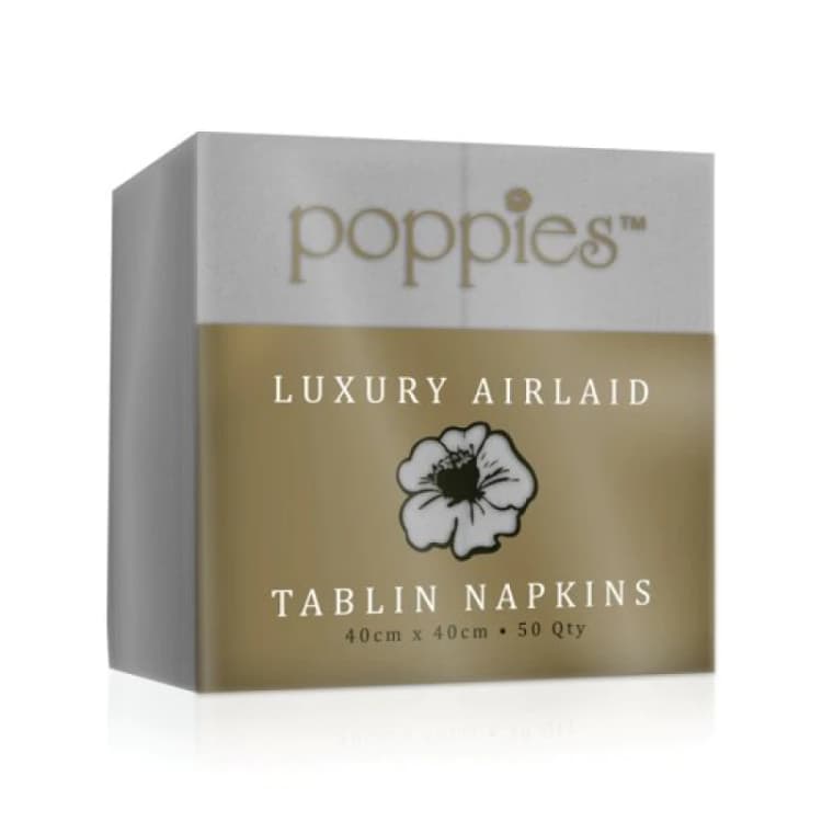 Image of Poppies Tablin Napkins 8 Fold 40cm Grey (500 Pack) 4048GR