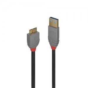 Image of Lindy 36768 USB cable 3m 3.2 Gen 1 (3.1 Gen 1) USB A Micro-USB B Black