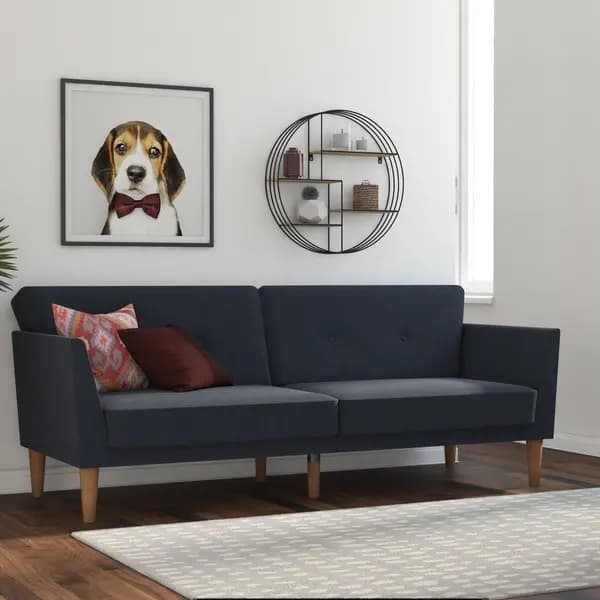 Image of Regal Linen Sofa Bed Blue
