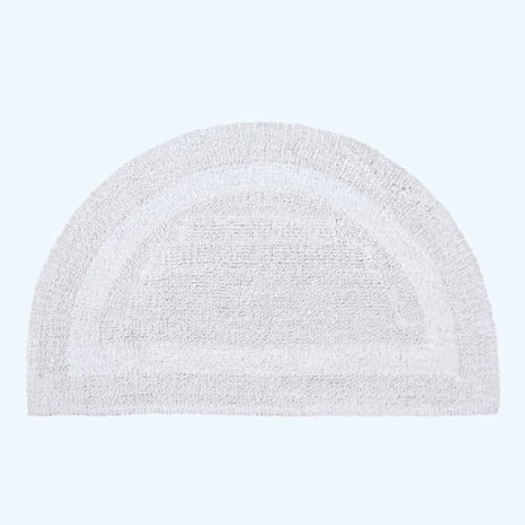 Image of Homescapes Luxury Reversible Semi Circle Bath Mat - White