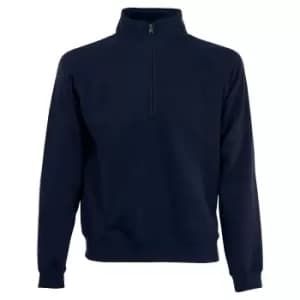 Image of Fruit Of The Loom Mens Zip Neck Sweatshirt (S) (Deep Navy)