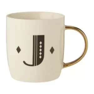 Image of Bone China White/Gold J Alphabet Mug
