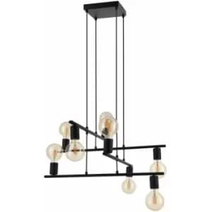 Image of Pendant Ceiling 8 Bulb Light Colour Black Up & Down Bulb Holders Bulb E27 8x40W
