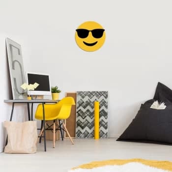 Image of Emoji - 3 Yellow Black Decorative Wooden Wall Accessory