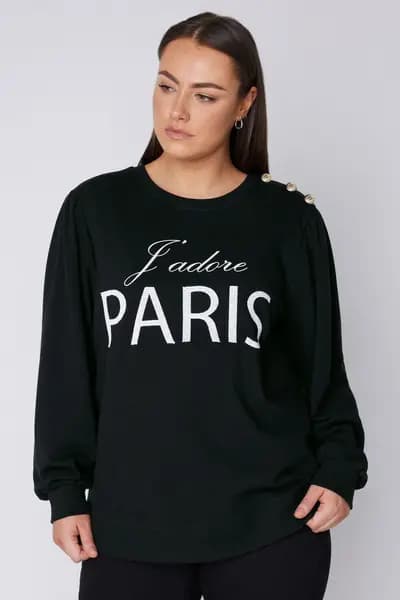 Image of Evans Slogan Embroided Sweatshirt Black