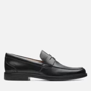 Image of Clarks Mens Un Aldric Step Leather Loafers - Black - UK 10