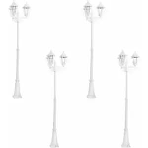 Image of Loops - 4 pack IP44 Outdoor Bollard Light White Aluminium Lantern 3 Arm 60W E27 Post
