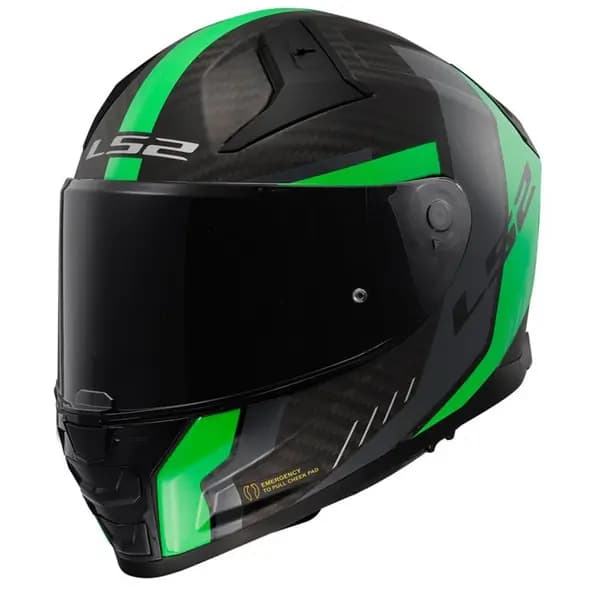 Image of LS2 FF811 Vector II Carbon Grid Matt Fluo Green Full Face Helmet Size XXS