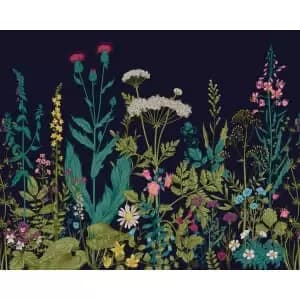 Image of Origin Murals Botanical Fleur Indigo Wall Mural - 3.5m x 2.8m