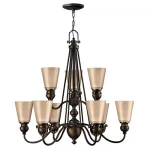 Image of 9 Bulb Chandelier Hanging Pendant LIght Olde Bronze LED E27 60W Bulb