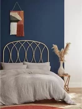 Image of Pineapple Elephant Caspian Cotton Waffle Duvet Cover Set - Grey