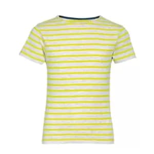 Image of SOLS Childrens/Kids Miles Striped Short Sleeve T-Shirt (12yrs) (Ash/Lemon)