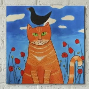 Image of Bird Wit Bird Wall Tile By Ailsa Black