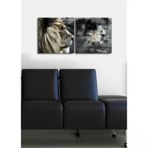 Image of 2P2828CS-6 Multicolor Decorative Canvas Wall Clock (2 Pieces)