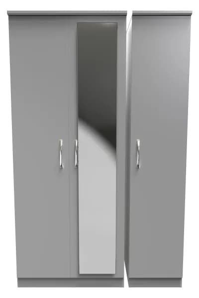 Image of Welcome Furniture Ready Assembled Avon Triple Mirror Wardrobe In Dusk Grey