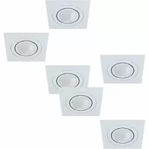 Image of 2 PACK 3 PACK Flush Ceiling Downlight Brushed Aluminium Square 3x 5W GU10