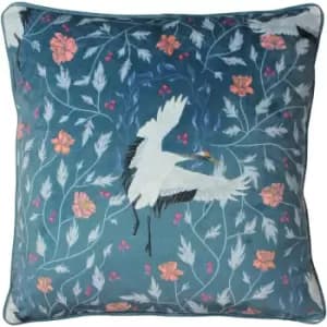 Image of Paoletti - Georgiana Botanical Cushion Slate Blue - Slate Blue