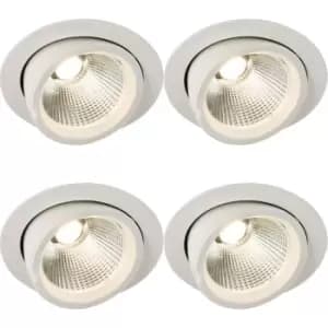 Image of 4 PACK Fully Adjustable Ceiling Downlight - 36W Warm White LED - Matt White