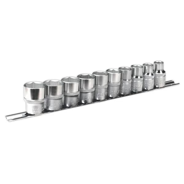 Image of Genuine SEALEY AK2781 Socket Set 10pc 1/2Sq Drive 6pt WallDrive® Imperial