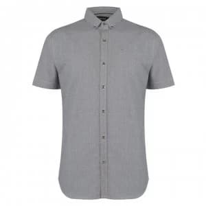 Image of Firetrap Short Sleeve Dogtooth Shirt - Grey