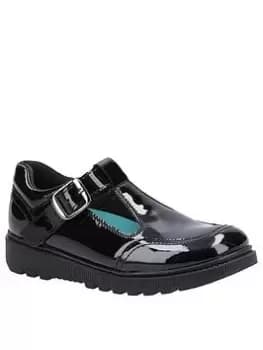 Image of Hush Puppies Kerry Senior Patent School Shoes - Black, Size 3 Older