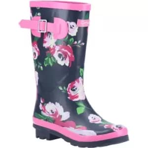 Image of Cotswold Girls Flower Waterproof Tall Wellington Boots UK Size 8 (EU 25)