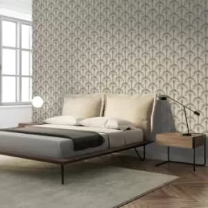 Image of Arthouse Palm Palace Cream and Gold Wallpaper