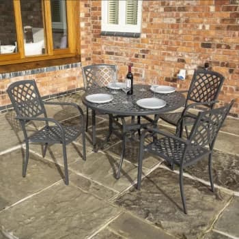 Image of Vienna 4 Seat Aluminium Dining Set - Gunmetal Grey