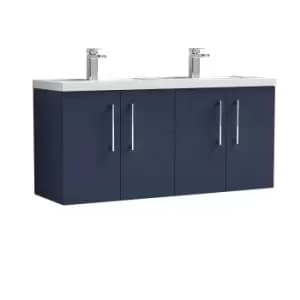 Image of Nuie Arno 1200mm Wall Hung 4 Door Vanity & Double Polymarble Basin Electric Blue