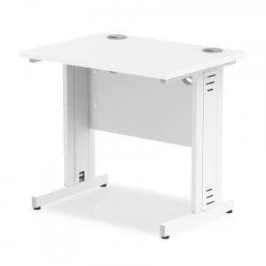 Image of Trexus Desk Rectangle Cable Managed White Leg 800x600mm White Ref