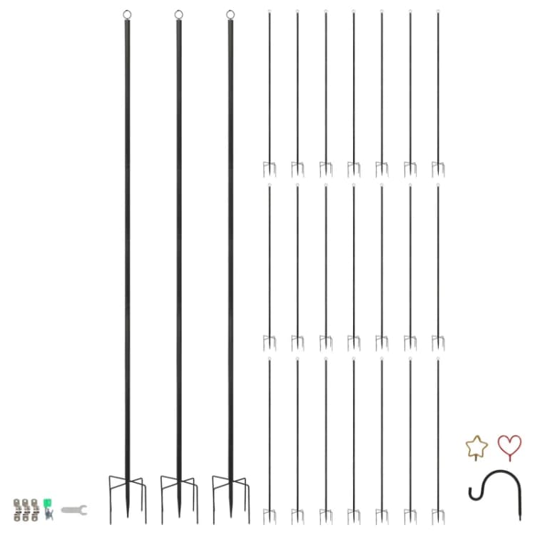 Image of Harbour Housewares Outdoor Iron Festoon Poles - 0.6-2.5M - Black - Pack of 24 Size: 24 Pack Black Unisex 24 Pack