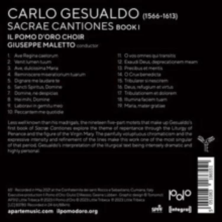 Image of Gesualdo: Sacr Cantiones (Liber Primus) CD / Album