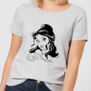 Image of Disney Beauty And The Beast Princess Belle Sparkle Womens T-Shirt - Grey - 3XL