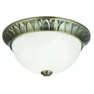 Image of Netlighting Search Light Eu - Flush Ceiling 2 Light Antique Brass with Frosted G