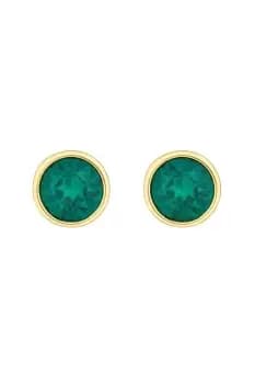 Image of Radiance Collection Gold Plated Emerald Round Besel Stud Earrings