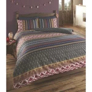 Image of DE CAMA Luxury Indian Ethnic Print Single Duvet Quilt Cover Bedding Set Orkney Multi, Cotton and Polyester, Multicoloured