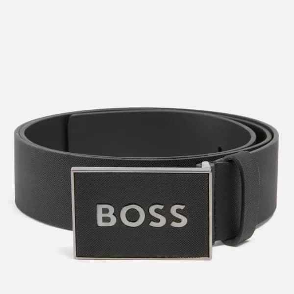 Image of BOSS Black Leather Belt - 85cm