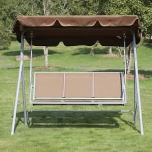 Image of Alfresco Mesh 3 Seater Swing Chair with Canopy, Brown