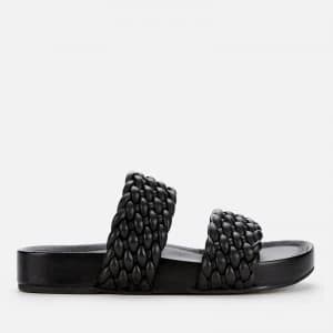 Image of Dune Womens Laylow Leather Double Strap Sandals - Black - UK 4